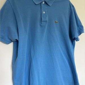 Lacoste Men's Sky Blue Pique Polo with Embroidered Crocodile Size 7